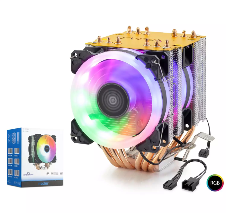 NODAR ND-2606 CPU İşlemci Kule Tipi Soğutucu 600 Serisi Çift Fanlı 6 Bakır Borulu RGB