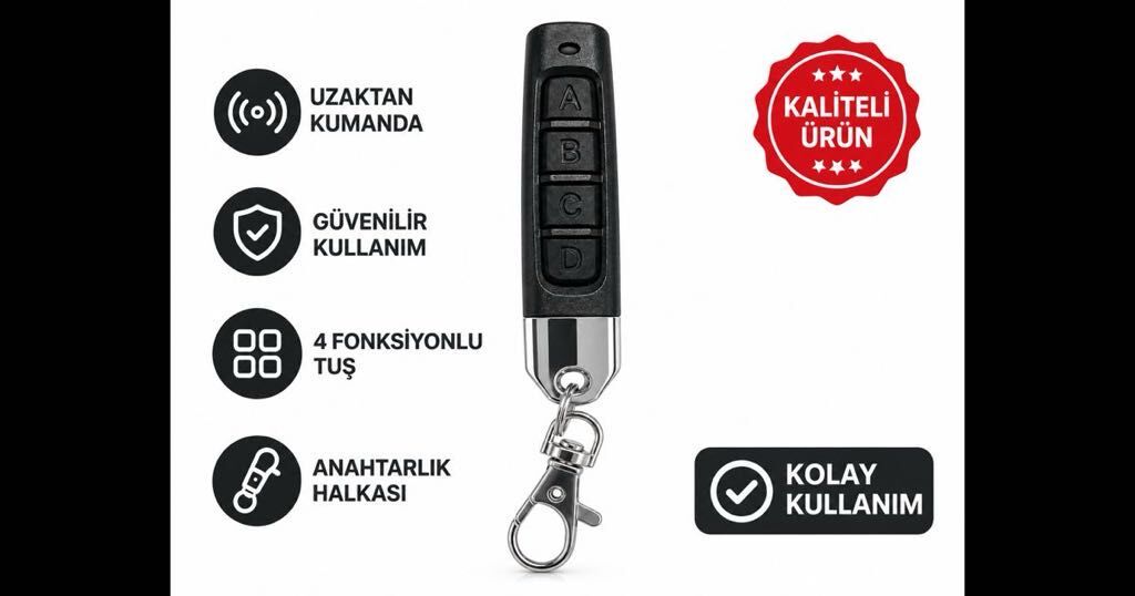 KODLANABİLİR VE KOPLAYANABİLİR 433.92 MHZ ARAÇ KUMANDASI ( KİLİT-BAGAJ-ALARM TUŞLU )