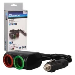 Olesson 1631 12-24V Tek USB Girişli 120W 80cm Kablolu 2'LI Araç Çakmak Çoklayıcı