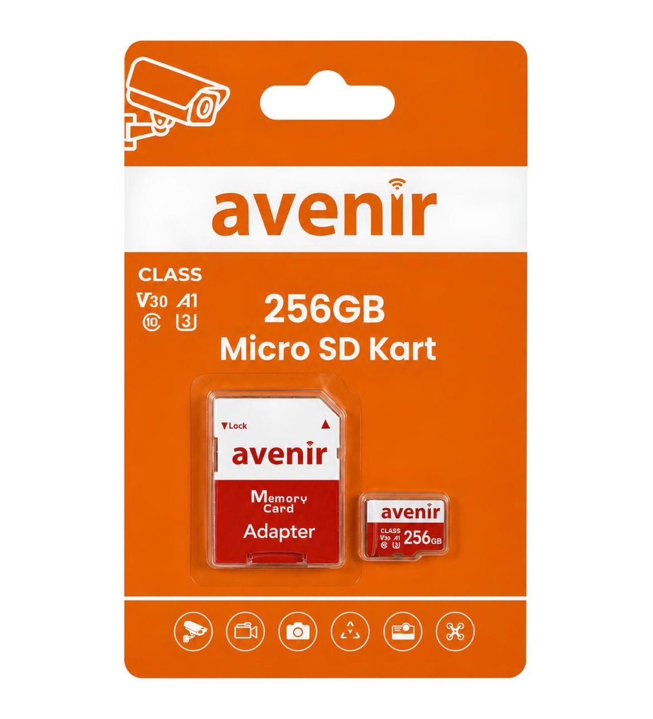AVENİR 256GB U3 V30 A1 Ultra Hızlı Micro SD Kart
