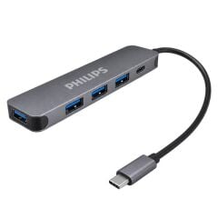Philips SWR1607K/93 USB-C 5'i 1 Arada Hub Çoklayıcı - 4 Port USB 3.0 + 60W PD Hızlı Şarj Destekli
