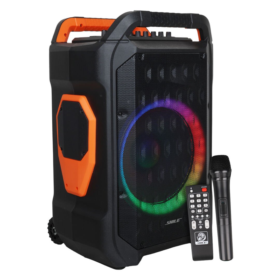 SHILE SL-10 1 EL + 1 YAKA MİKROFONLU KUMANDALI USB+SD+BT KUMANDALI 120 WATT TAŞINABİLİR SEYYAR ANFİ HOPARLÖR