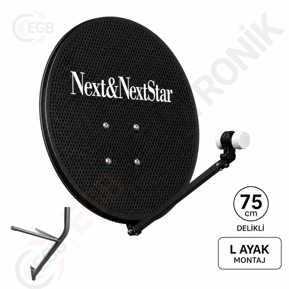 Next Nextstar 75cm Çanak Delikli Anten Siyah (10'LU Paket) (BÜYÜK MOUNT)