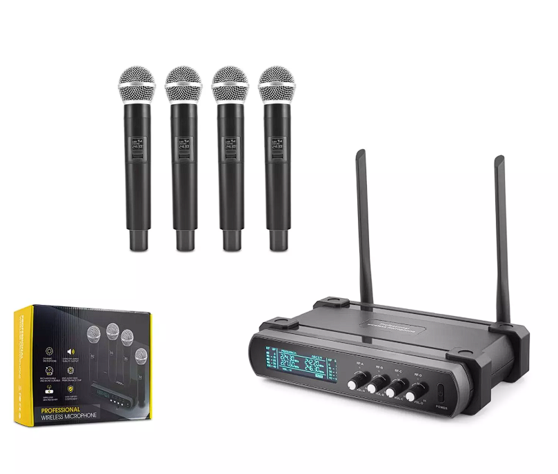 HADRON HDX2792 Profesyonel Kablosuz VHF Mikrofon 4 lü Set - Siyah