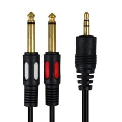 Powermaster PM-4284 3.5 mm Stereo Erkek/2x6.3mm Mono Erkek 1.5 Metre Kablo