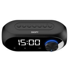 Snopy SN-W1 1200mAh 5W Siyah Bluetooth-Aux-Derece-Usb Double Alarmlı Saat Speaker