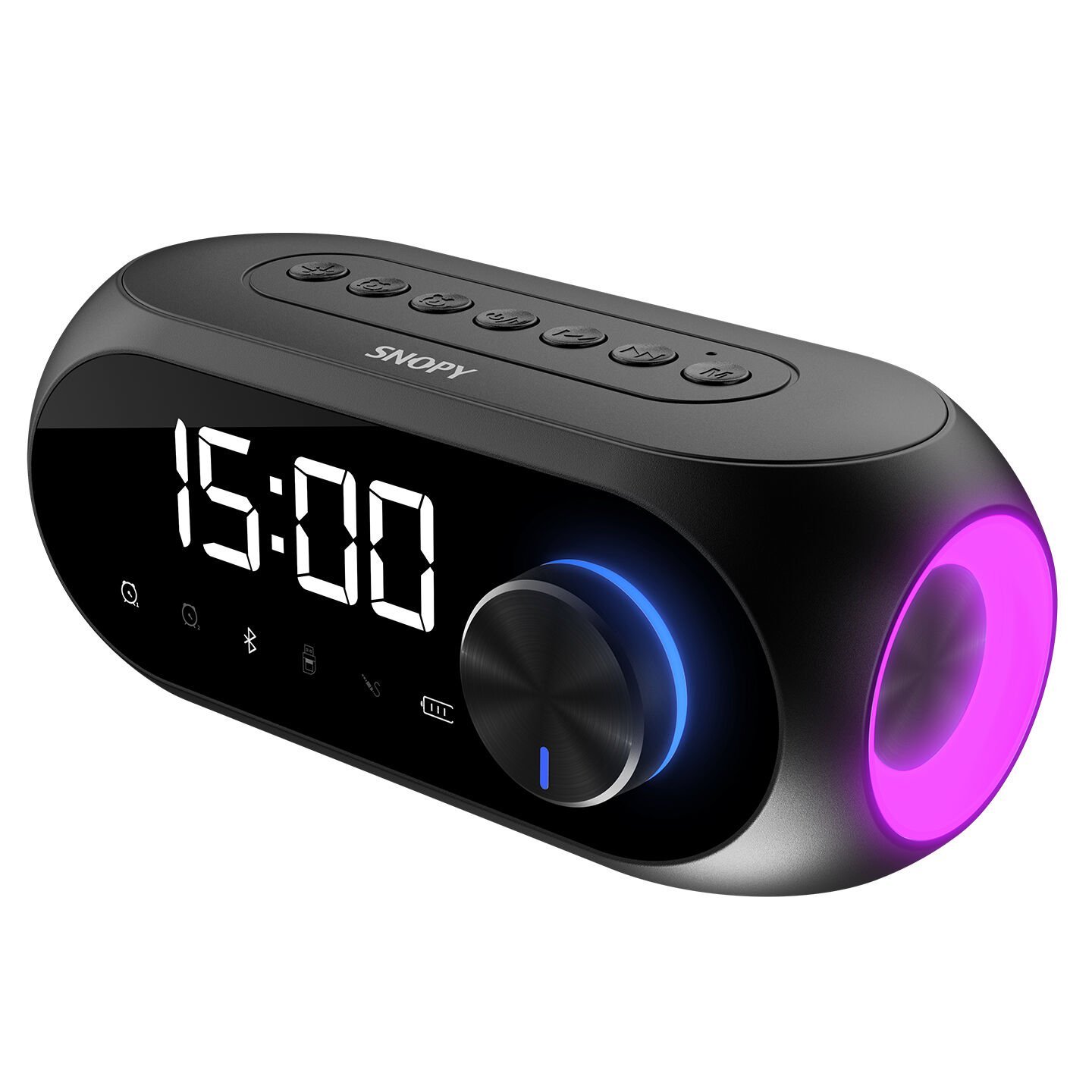 Snopy SN-W1 1200mAh 5W Siyah Bluetooth-Aux-Derece-Usb Double Alarmlı Saat Speaker