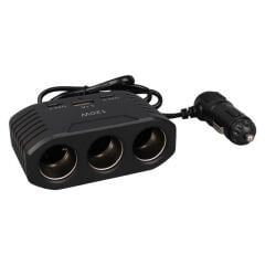 Olesson 2012 12-24V Çift TYPE-C - Tek USB Girişli 120W 80cm Kablolu 3'LÜ Araç Çakmak Çoklayıcı