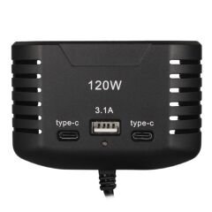 Olesson 2012 12-24V Çift TYPE-C - Tek USB Girişli 120W 80cm Kablolu 3'LÜ Araç Çakmak Çoklayıcı