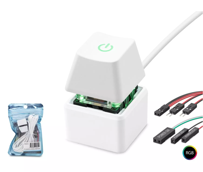 NODAR ND-2810 Masaüstü Bilgisayar RGB Power Tuşu On/Off Switch Beyaz