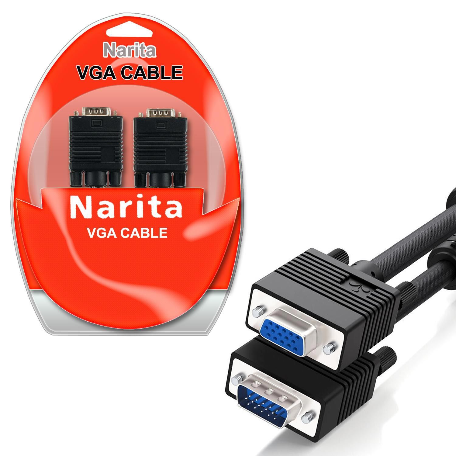 NARITA HD-15P Vga Kablo 15 Pin Erkek Dişi Filtreli 5 Metre
