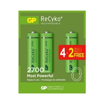 6 LI ŞARJLI PİL 4+2 PAKET FİYATI GP 2700 AA KALEM