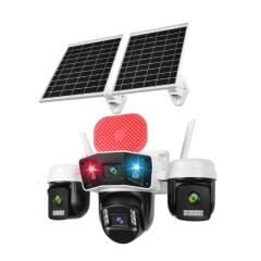 O-KAM OK-S-335PREMiUM4G SİRENLİ 4G 4 LENS AOV SOLAR ÇİFT PANEL