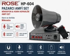 ROSE HP-604 Pazarcı Amfi Set Mikrofon & Horn Hoparlör
