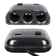 Olesson 1505 12-24V Çift USB Girişli 120W 80cm Kablolu 3'LÜ Araç Çakmak Çoklayıcı