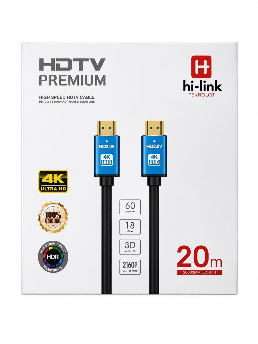 Hİ-LİNK 20 METRE 4K HDMI KABLO KUTULU (AVD-136)-(AVD-132)