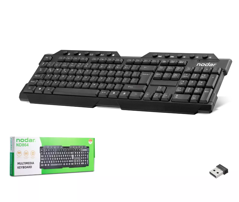 NODAR ND-864 Kablosuz Multimedia Klavye - Siyah