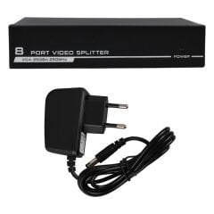 PowerMaster PM-2553 8 Port VGA Dağıtıcı Çoğaltıcı Splitter 9 Volt Adaptörlü 1920X1440 250Mhz