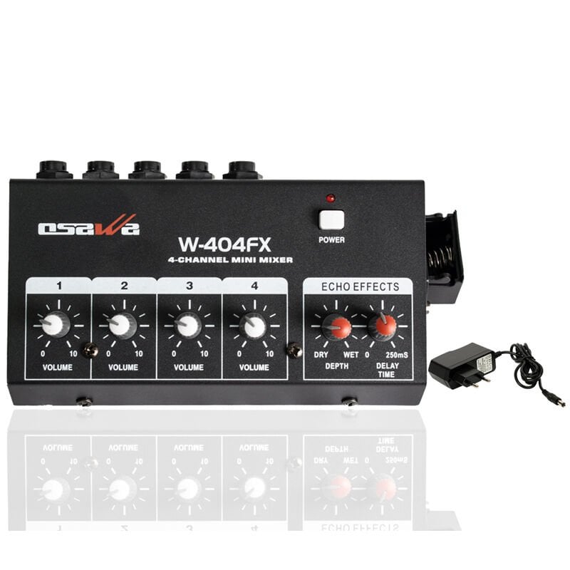 W-404FX MİK GİRİS-1 LINE CIKIS EKOLU MİK ÇOĞALTICI 4 KANAL MINI MIXER 20 DB ADAPTORLU OSAWA