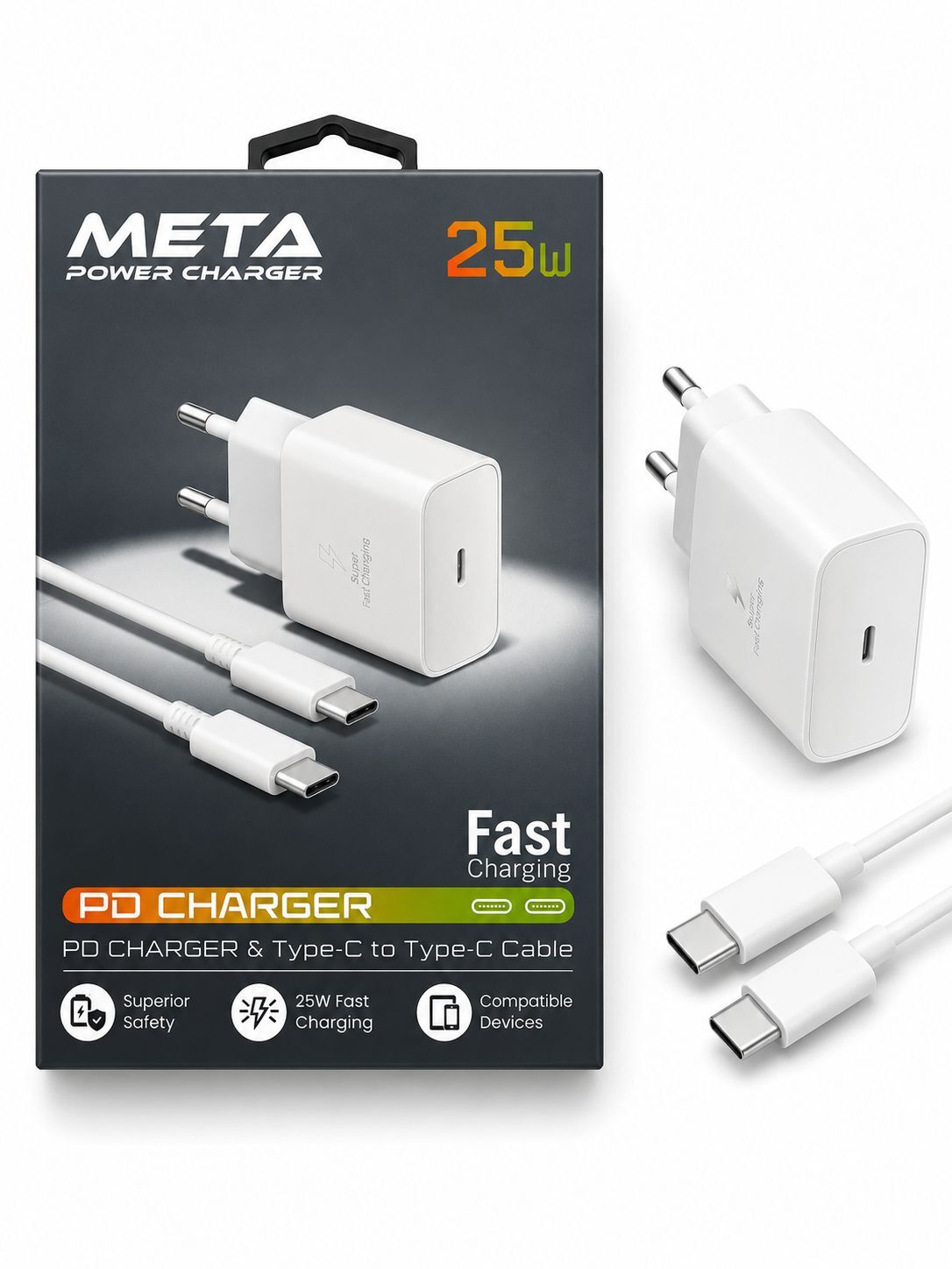 META POWER 25W BEYAZ TYPE-C TYPE-C (AVD-163)