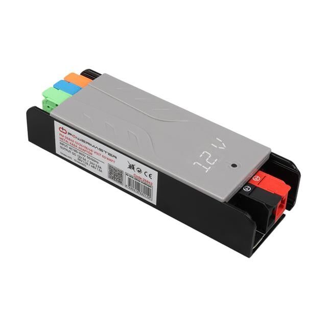 PowerMaster PM-26842 12/24/36/48 Volt 3 Amper 60 Watt Metal Kasa Kademeli Adaptör Voltaj Göstergeli 128x42x27mm