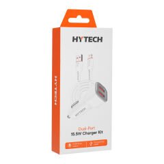 Hytech HY-X44 iPhone Lightning Kablolu 3.1A Hızlı Şarj 2 USB Beyaz Araç Şarj Cihazı (F-59)
