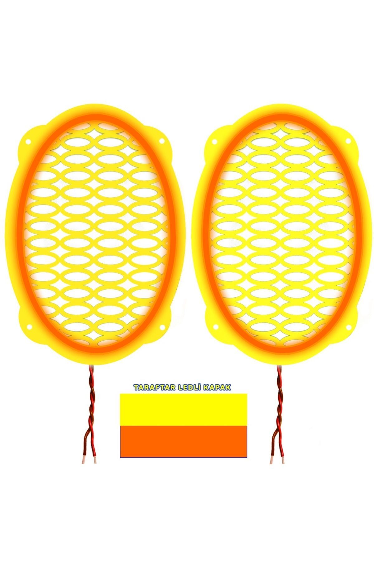 Ledli Taraftar Hoparlör Kapak Oval 2 Adet sarı turuncu