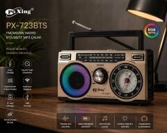 PX-723 FM,BT,SD,USB GİRİŞLİ NOSTALJİ RADYO RGB IŞIKLI
