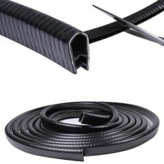 PowerMaster PM-26301 U Tip Araç Kapı Çarpma Çizik Engelleyici Koruyucu 5 Metre Şerit Siyah