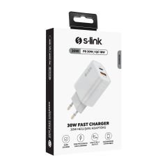 S-link SL-EC67 Type USB-C 30W PD / 33W PPS USB QC 3.0 18W Hızlı Ev Şarj Adaptörü (F-60)