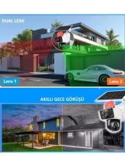 Okam 3915 4g 6mp Dual Lens Güneş Panelli Solar Sirenli Güvenlik Kamerası