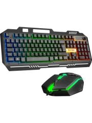 HYTECH HKM-X86 Quın Siyah USB Gökkuşağı Zemin Aydınlatmalı Gaming Oyuncu Klavye + Mouse Set