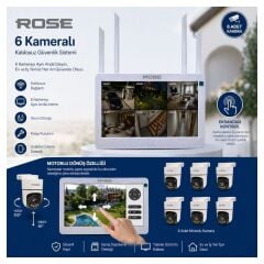 Rose 6 PTZ Kameralı 10.1'' Lcd Ekranlı Sesli Kablosuz Wifi Kamera Seti