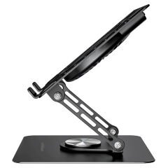Addison AD-RC36 Steely 360 Derece Dönebilen Fanlı RGB Işıklı Ayarlanabilir Siyah Metal Laptop Stand