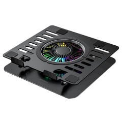 Addison AD-RC36 Steely 360 Derece Dönebilen Fanlı RGB Işıklı Ayarlanabilir Siyah Metal Laptop Stand