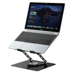 Addison AD-RC36 Steely 360 Derece Dönebilen Fanlı RGB Işıklı Ayarlanabilir Siyah Metal Laptop Stand