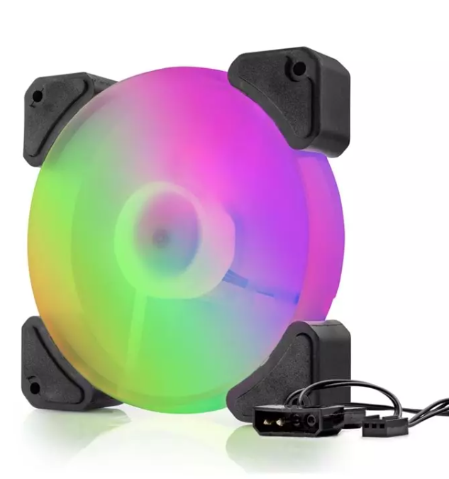 HADRON HDX-1518 Kasa Fanı RGB 12 cm - Siyah