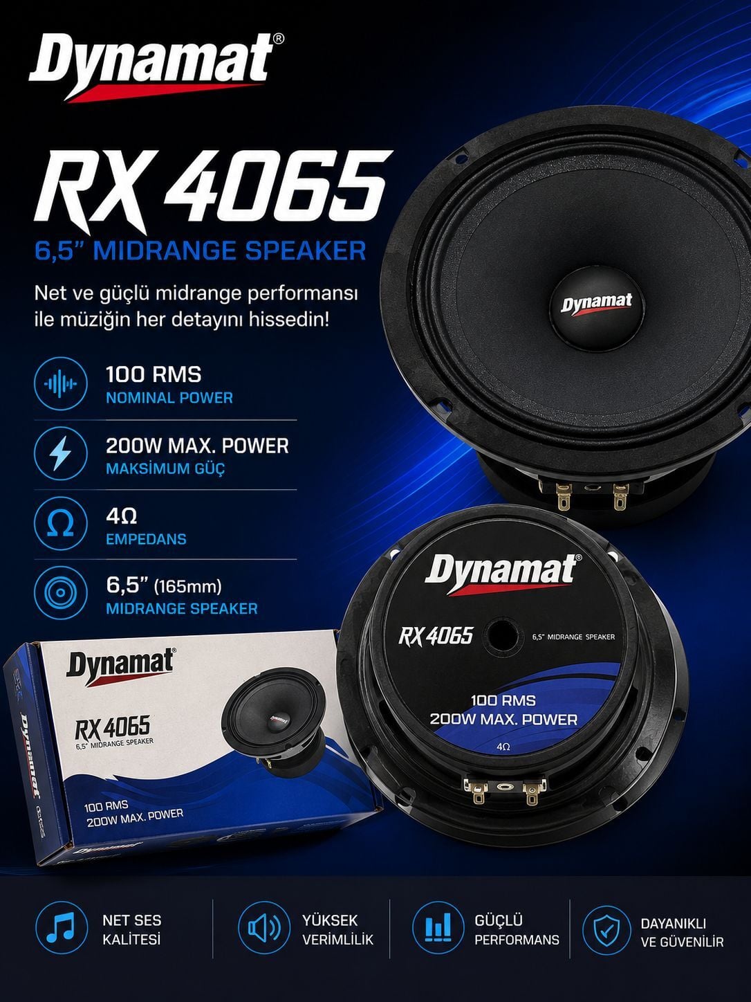 DYNAMAT RX-4065 16CM 200w 100rms MİDRANGE ÇİFT