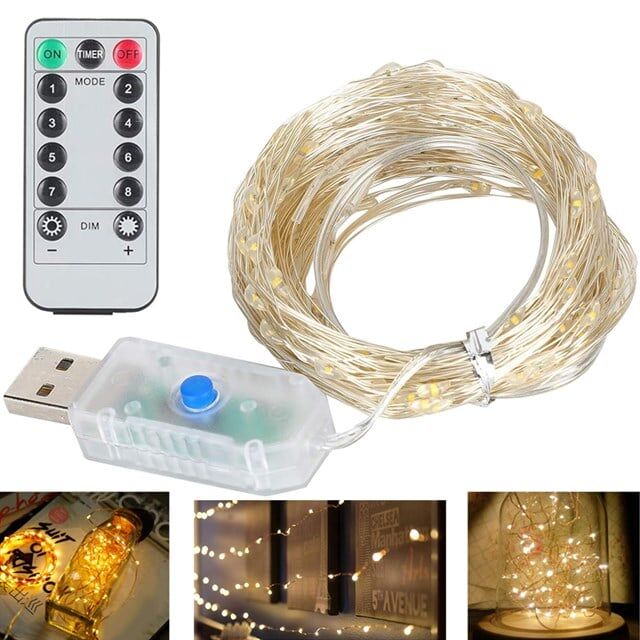 Powermaster PM-37723 USB Girişli Uzaktan Kumandalı 30 Metre 8 Modlu Günışığı Dekoratif Yılbaşı - Peri Led Işık