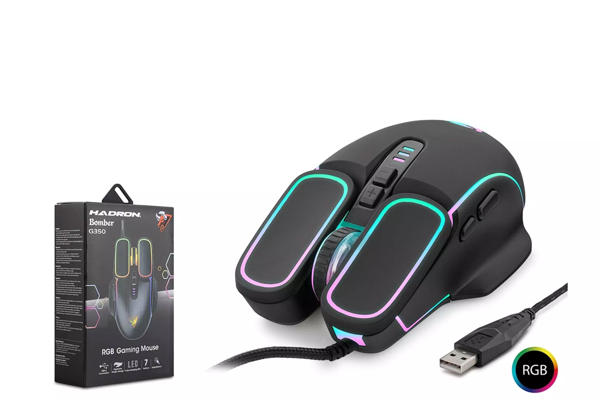 HADRON BOMBER G350 OYUNCU MOUSE KABLOLU 6400 DPI RGB 1.5M