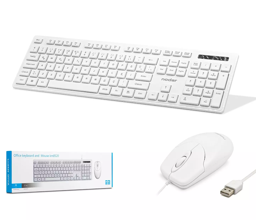 NODAR KM-8520 Klavye ve Mouse Seti - Beyaz