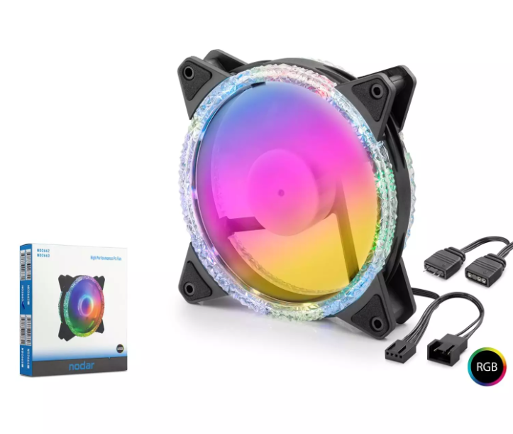 NODAR ND-2663 Kasa Fanı Kristal ARGB 12 cm - Siyah