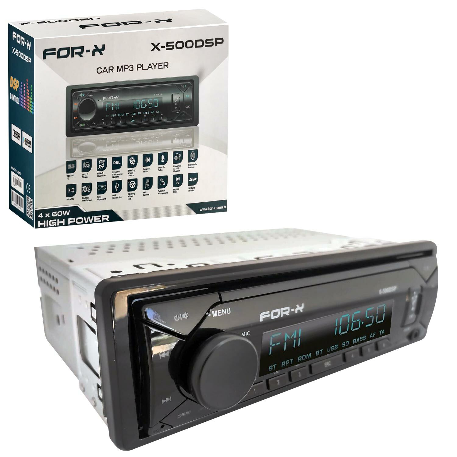 FOR-X X-500DSP Oto Teyp 4X60W BT/2XUSB/SD/FM/AUX