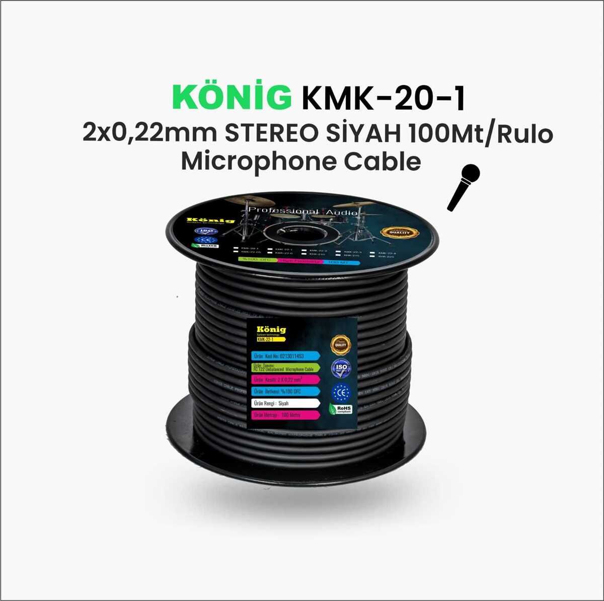 KÖNİG KMK 20-1 MONO MİKROFON KABLOSU (SİYAH)