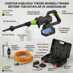 CARSTAR CR-25710 YÜKSEK BASINÇLI SİYAH YIKAMA MAKİNESİ ŞARJLI