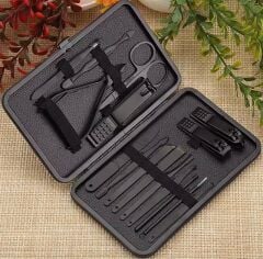 Sunup SN-27099 Siyah Paslanmaz Çelik 18in1 Profesyonel Manikür Tırnak Bakım Seti