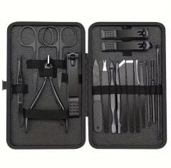 Sunup SN-27099 Siyah Paslanmaz Çelik 18in1 Profesyonel Manikür Tırnak Bakım Seti