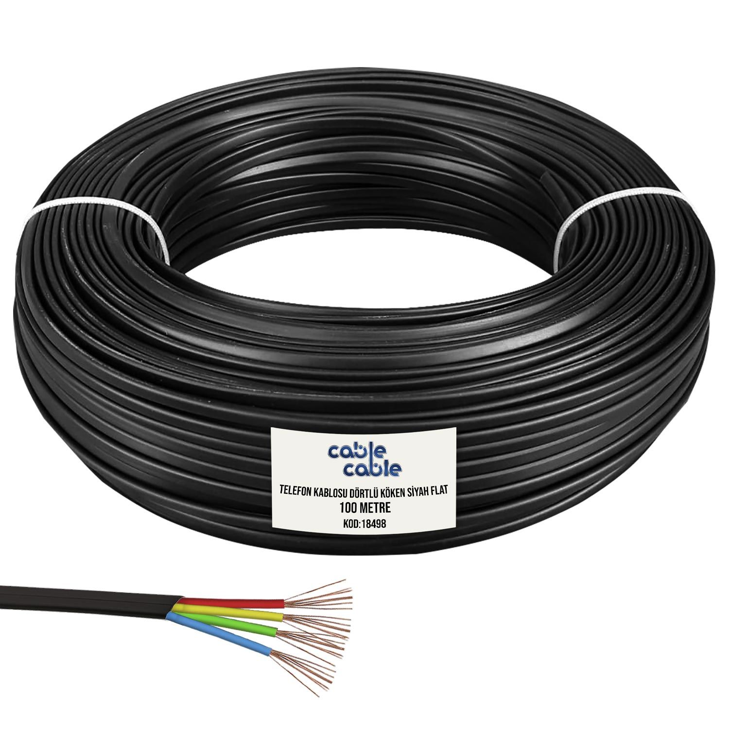 TELEFON KABLOSU İKİLİ KÖKEN SİYAH FLAT 100MT CABLECABLE