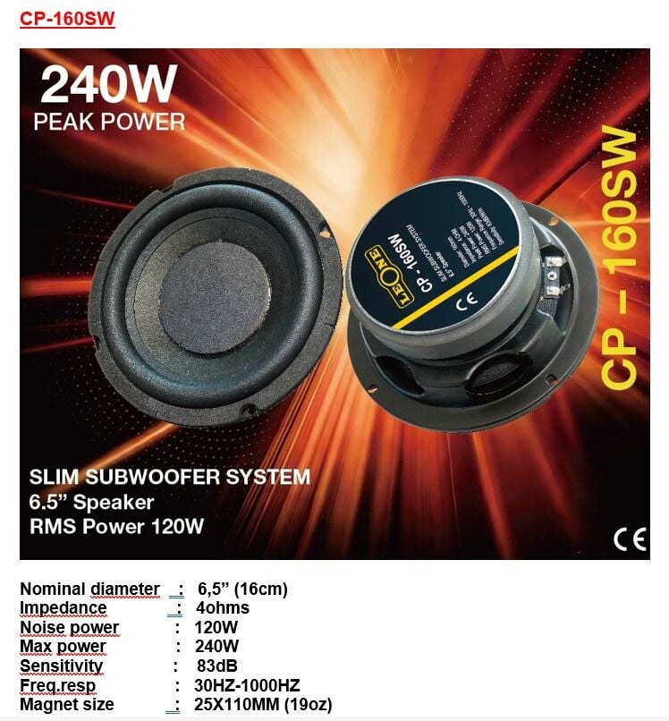 LEONE CP160SW 16cm SLİM SUBWOOFER